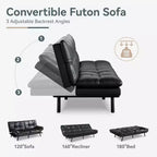 Divano Letto Dyonery in Ecopelle Nera con Memory Foam, Schienale e Braccioli Regolabili, Divanetto Trasformabile Multifunzione