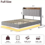Struttura Letto, Letto a Piattaforma Flottante con Testiera, Porte di Ricarica, Base Letto Moderna Imbottita con Robuste Doghe in Legno, Nessuna Rete a Molle Necessaria