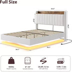 Struttura Letto, Letto a Piattaforma Flottante con Testiera, Porte di Ricarica, Base Letto Moderna Imbottita con Robuste Doghe in Legno, Nessuna Rete a Molle Necessaria