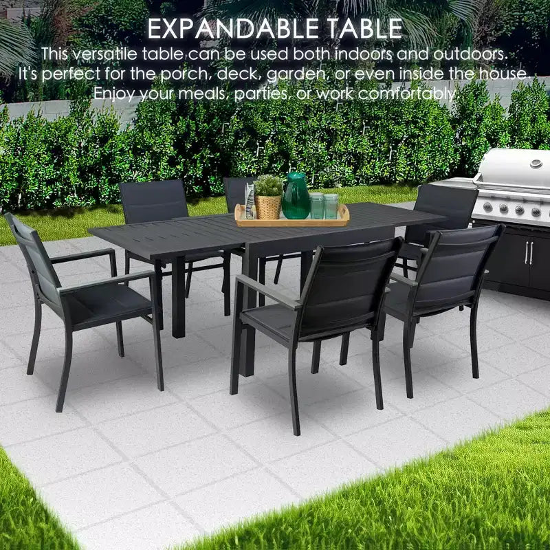 Kozyard Villa Tavolo da pranzo allungabile per patio, mobile da esterno regolabile in alluminio per giardino, cortile, terrazza