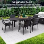 Kozyard Villa Tavolo da pranzo allungabile per patio, mobile da esterno regolabile in alluminio per giardino, cortile, terrazza