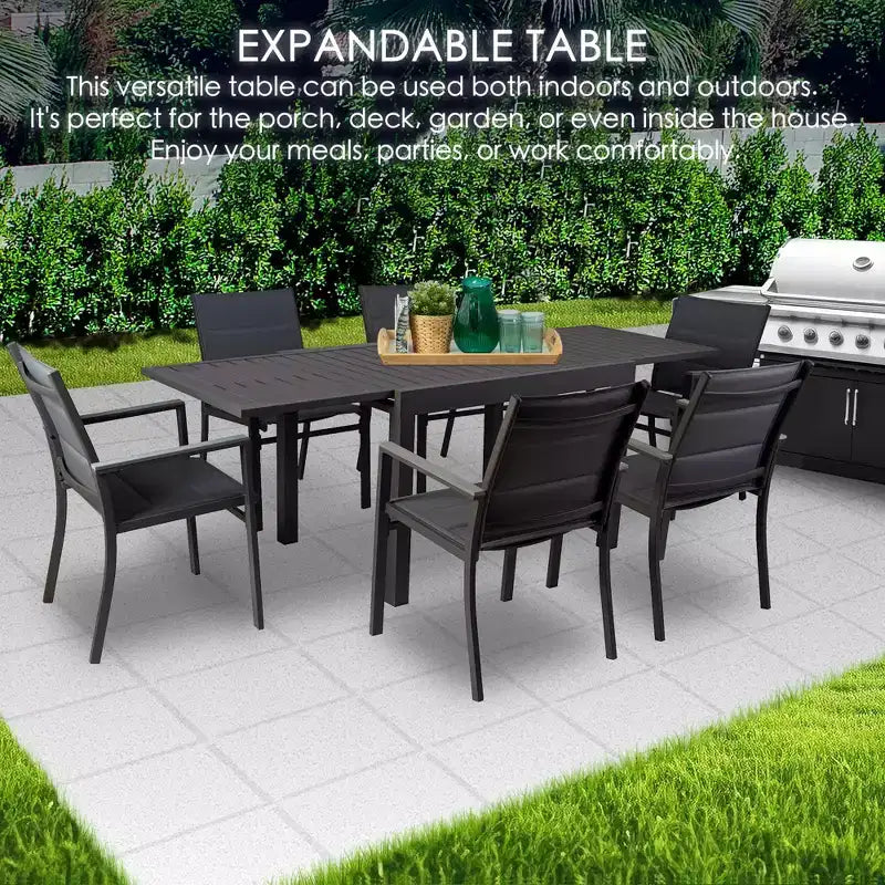 Kozyard Villa Tavolo da pranzo allungabile per patio, mobile da esterno regolabile in alluminio per giardino, cortile, terrazza