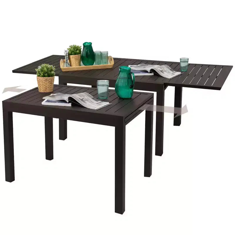 Kozyard Villa Expandable Patio Dining Table Adjustable Aluminum Outdoor Furniture for Backyard Deck Garden