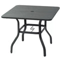 Kozyard Outdoor Patio Dining Table 35.4x35.4 Woodgrain-Look Frame Powder Coated Table with Umbrella Hole for Backyard Patio Dining (Gray)