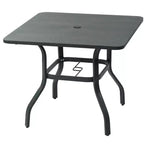 Kozyard Outdoor Patio Dining Table 35.4x35.4 Woodgrain-Look Frame Powder Coated Table with Umbrella Hole for Backyard Patio Dining (Gray)