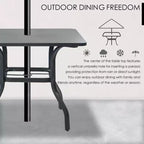 Tavolo da pranzo da esterno Kozyard 35.4x35.4 con telaio effetto legno, verniciato a polvere, con foro per ombrellone per patio esterno (Grigio)