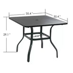 Tavolo da pranzo da esterno Kozyard 35.4x35.4 con telaio effetto legno, verniciato a polvere, con foro per ombrellone per patio esterno (Grigio)