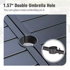 Captiva Designs Set da 7 Pezzi da Esterno con Tavolo da Pranzo in Acciaio con Piano a Doghe e Sedie in Metallo con Cuscini per Seduta e Cuscini Lombari
