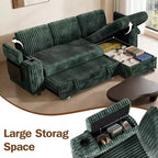 Divano a L modulare a 3 posti Dyonery85 con comodo schienale | Porte USB | Portabicchieri | Tavolino laterale | Braccioli con chaise longue contenitore