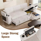 Divano a L modulare a 3 posti Dyonery85 con comodo schienale | Porte USB | Portabicchieri | Tavolino laterale | Braccioli con chaise longue contenitore