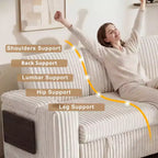 Divano a L modulare a 3 posti Dyonery85 con comodo schienale | Porte USB | Portabicchieri | Tavolino laterale | Braccioli con chaise longue contenitore