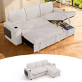 Dyonery85 Modular 3 Seat L Shaped Couch with comfortable Backrest|USB Ports|Cup Holders|Side Table|Storage Chaise Armrests