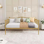 Twin Size Daybed Frame, Metal Platform Sofa Bed with Stylish Headboard, Heavy Duty Steel Slat Support, Space Saving for Living Room