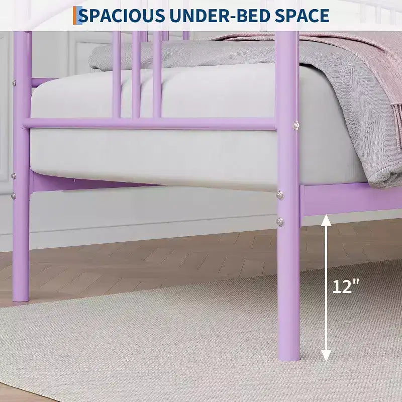 Divano letto con rotelle, design moderno e compatto, struttura in metallo per letto singolo, letto estraibile con sei ruote, supporto a doghe in acciaio, per stanze piccole