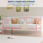 Divano letto con rotelle, design moderno e compatto, struttura in metallo per letto singolo, letto estraibile con sei ruote, supporto a doghe in acciaio, per stanze piccole