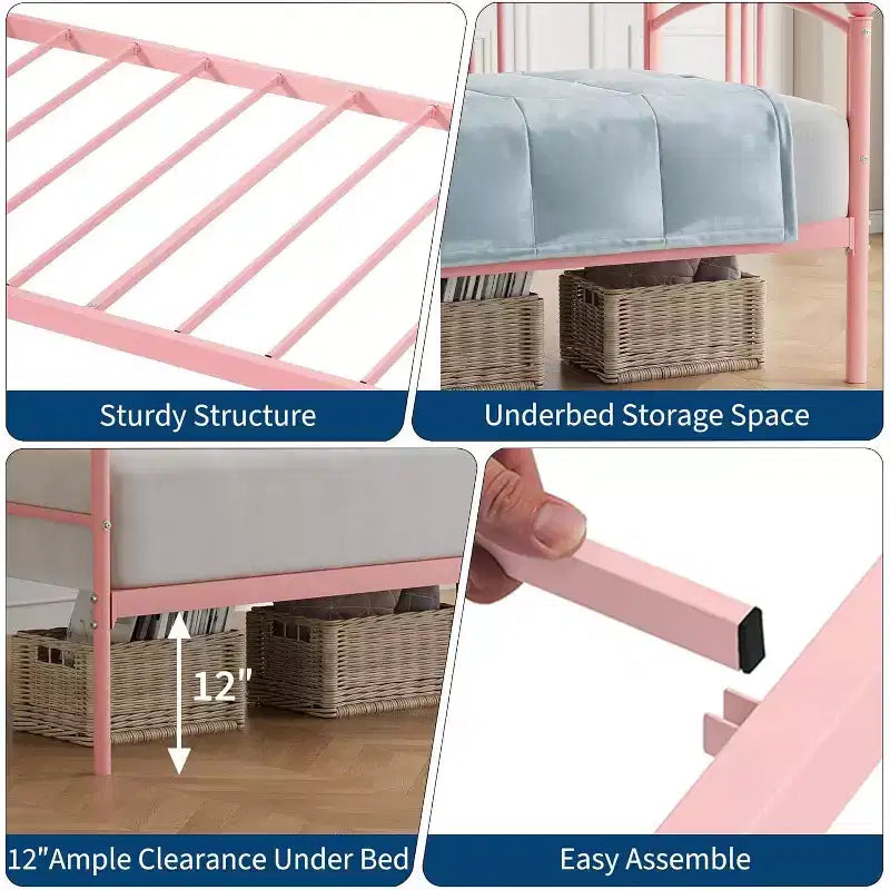 Divano letto con rotelle, design moderno e compatto, struttura in metallo per letto singolo, letto estraibile con sei ruote, supporto a doghe in acciaio, per stanze piccole
