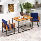 Tavolo da pranzo da esterno per 4 persone Costway in legno di acacia con struttura in metallo per portico, giardino, terrazza