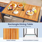 Tavolo da pranzo da esterno per 4 persone Costway in legno di acacia con struttura in metallo per portico, giardino, terrazza
