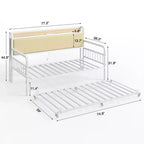 VECELO Letto a Giorno con Letto Estraibile, Struttura Letto con Testiera Contenitore e Stazione di Ricarica, Divano Letto con Forte Supporto per Soggiorno o Camera da Letto