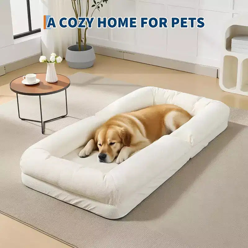Divano Letto a Terra COZONY, Poltrona Sdraio Reclinabile Regolabile a 5 Posizioni, Letto per Cani Umano per Adulti e Animali Domestici, Tatami Pieghevole, Cuscini Inclusi
