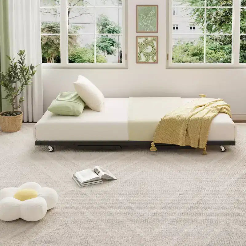 GustoWave Letto a rotelle estraibile gemello, Letto a rotelle con ruote bloccabili, Piattaforma metallica pieghevole, 73,6''