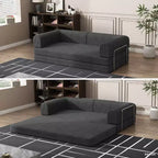 COZONY Convertible Corduroy Sleeper Sofa Bed, 3-Seater Foldable Futon, No Assembly Floor Couch