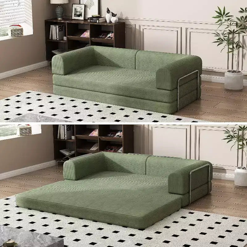 COZONY Divano Letto Trasformabile in Velluto a Coste, Futon Pieghevole a 3 Posti, Divano da Terra Senza Montaggio