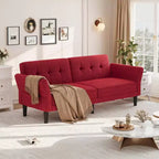 COZONY Convertible Futon Sofa Bed with Adjustable Backrest and Armrest, Multifunctional Sleeper Couch for Living Room Bedroom Apartment