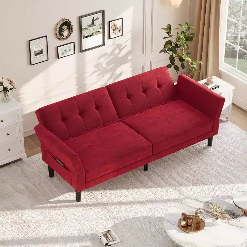 COZONY Divano Letto Futon Convertibile con Schienale e Braccioli Regolabili, Divano Letto Multifunzione per Soggiorno Camera da Letto Appartamento