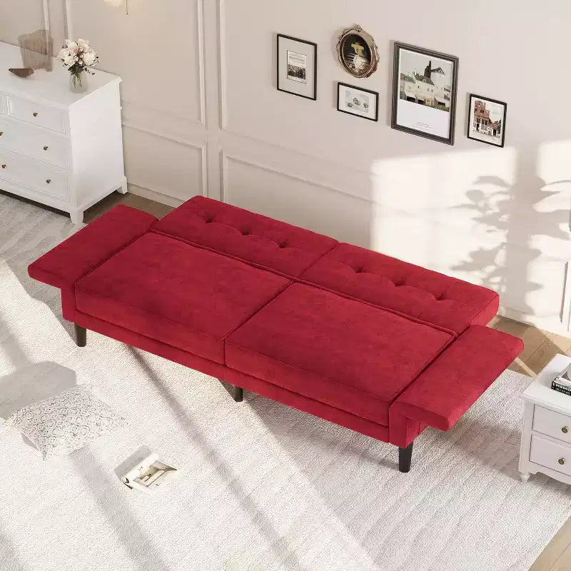 COZONY Divano Letto Futon Convertibile con Schienale e Braccioli Regolabili, Divano Letto Multifunzione per Soggiorno Camera da Letto Appartamento