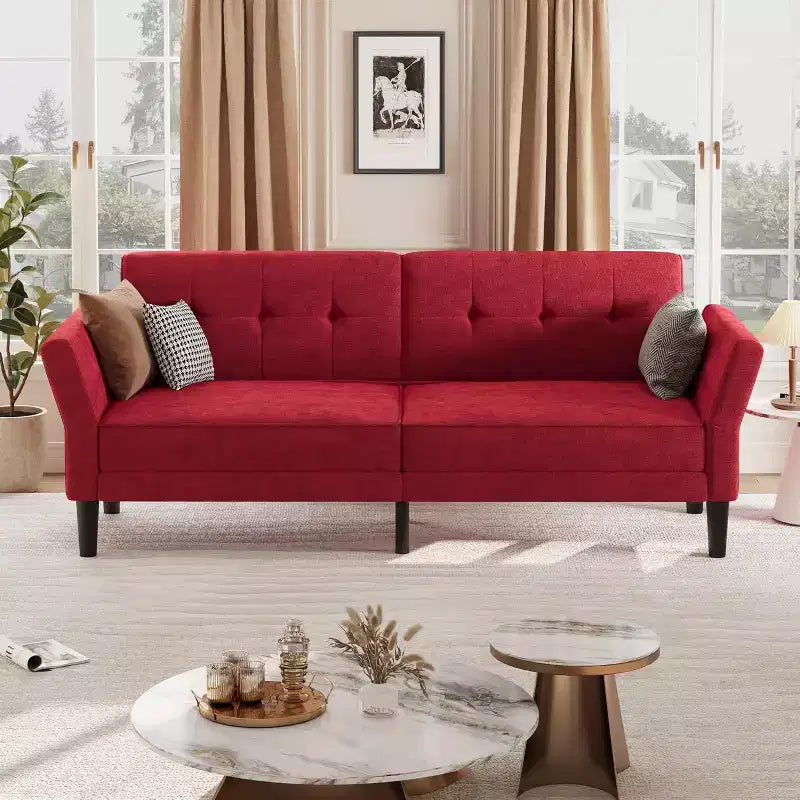 COZONY Divano Letto Futon Convertibile con Schienale e Braccioli Regolabili, Divano Letto Multifunzione per Soggiorno Camera da Letto Appartamento