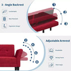 COZONY Divano Letto Futon Convertibile con Schienale e Braccioli Regolabili, Divano Letto Multifunzione per Soggiorno Camera da Letto Appartamento