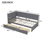 Struttura per divano letto singolo con cassetti contenitore, divano letto angolare a L in stile rustico per camera da letto, grigio
