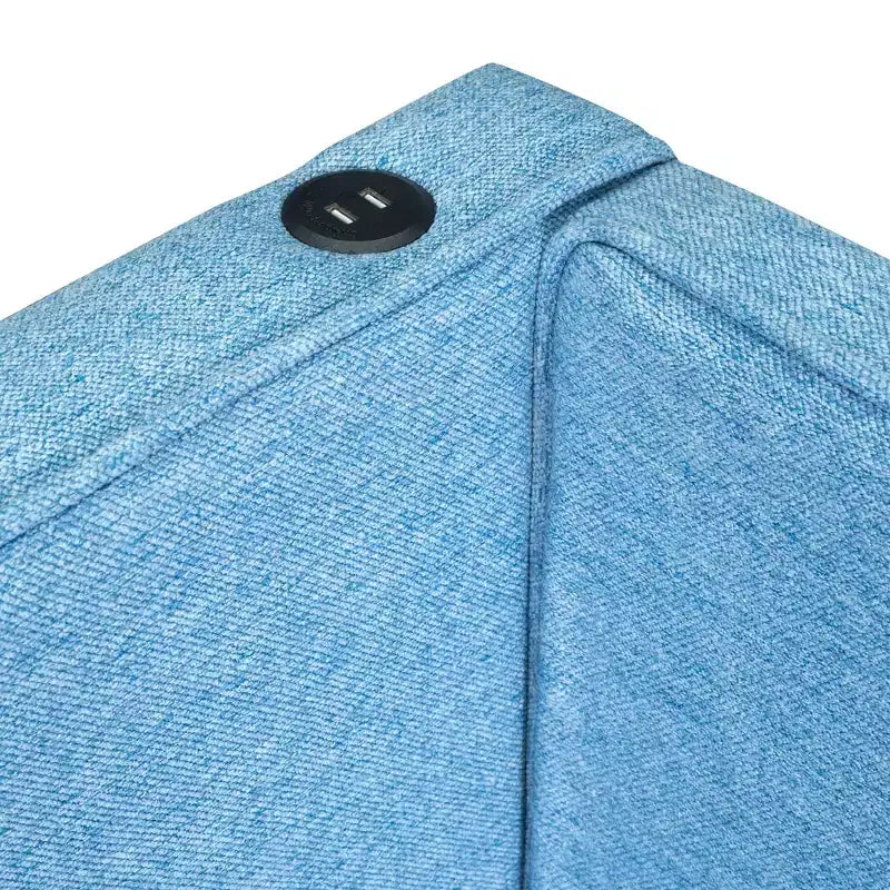 Divano Letto Angolare a L, Divano Letto Imbottito con Porte USB, Struttura Letto a Piattaforma in Lino Trapuntato con Testiera