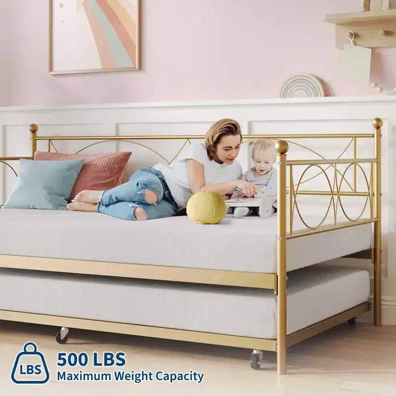 Set Divano Letto con Letto Estraibile - Divano Letto Singolo con Struttura in Metallo e Supporto a Doghe in Acciaio - Divano Letto Multifunzionale per Camera da Letto, Camera degli Ospiti