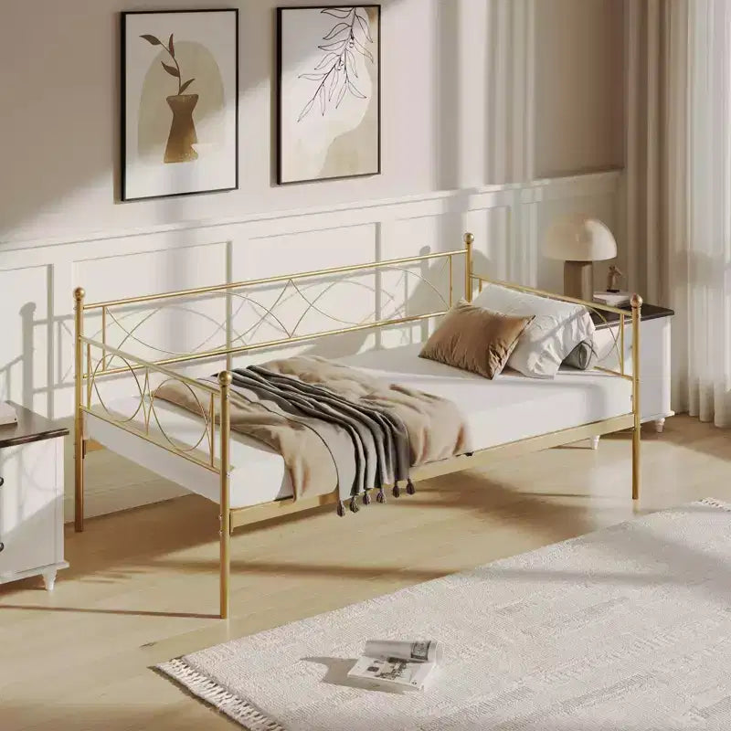 Set Divano Letto con Letto Estraibile - Divano Letto Singolo con Struttura in Metallo e Supporto a Doghe in Acciaio - Divano Letto Multifunzionale per Camera da Letto, Camera degli Ospiti