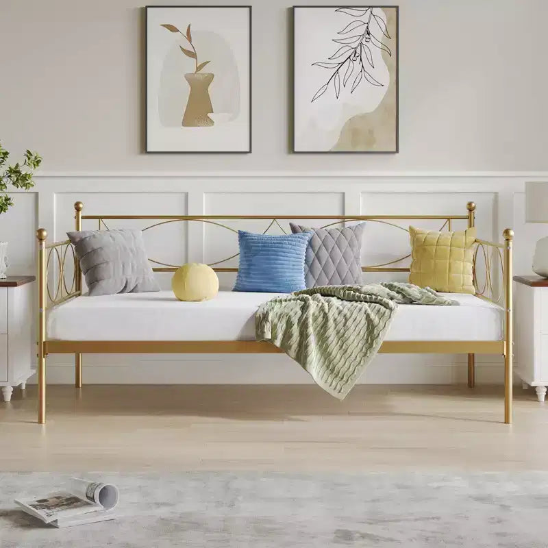 Set Divano Letto con Letto Estraibile - Divano Letto Singolo con Struttura in Metallo e Supporto a Doghe in Acciaio - Divano Letto Multifunzionale per Camera da Letto, Camera degli Ospiti