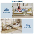 Set Divano Letto con Letto Estraibile - Divano Letto Singolo con Struttura in Metallo e Supporto a Doghe in Acciaio - Divano Letto Multifunzionale per Camera da Letto, Camera degli Ospiti