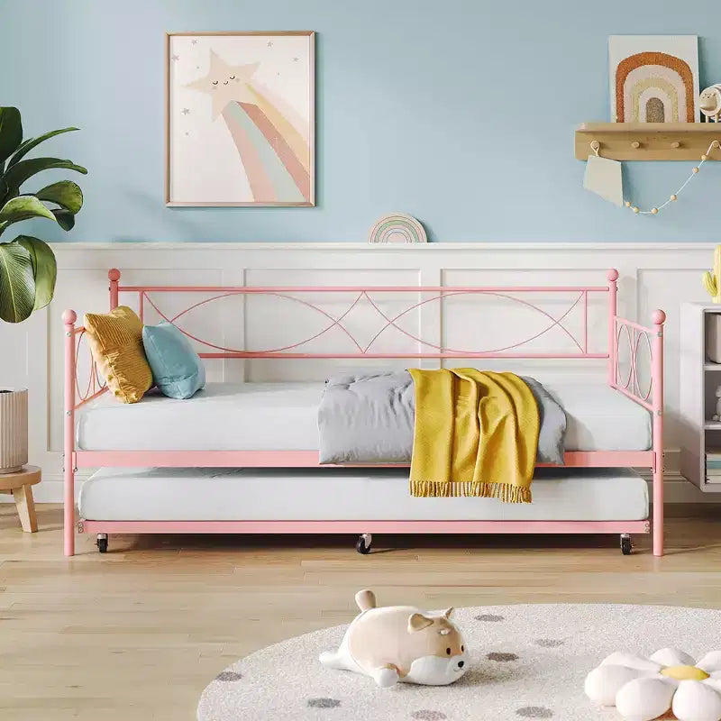 Set Divano Letto con Letto Estraibile - Divano Letto Singolo con Struttura in Metallo e Supporto a Doghe in Acciaio - Divano Letto Multifunzionale per Camera da Letto, Camera degli Ospiti