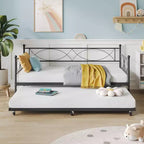 Set Divano Letto con Letto Estraibile - Divano Letto Singolo con Struttura in Metallo e Supporto a Doghe in Acciaio - Divano Letto Multifunzionale per Camera da Letto, Camera degli Ospiti