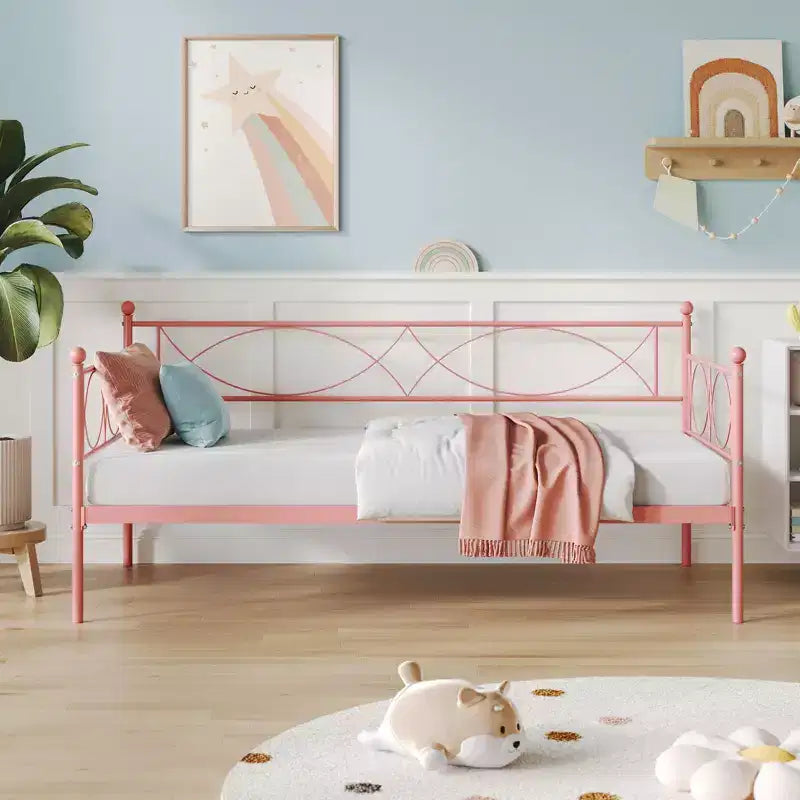 Set Divano Letto con Letto Estraibile - Divano Letto Singolo con Struttura in Metallo e Supporto a Doghe in Acciaio - Divano Letto Multifunzionale per Camera da Letto, Camera degli Ospiti