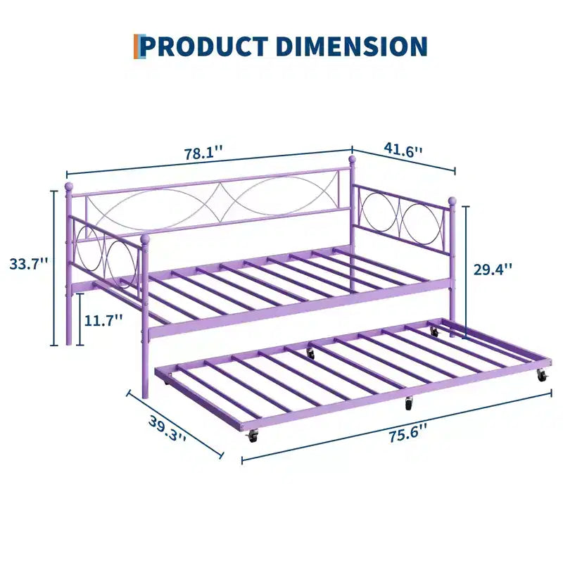 Set Divano Letto con Letto Estraibile - Divano Letto Singolo con Struttura in Metallo e Supporto a Doghe in Acciaio - Divano Letto Multifunzionale per Camera da Letto, Camera degli Ospiti