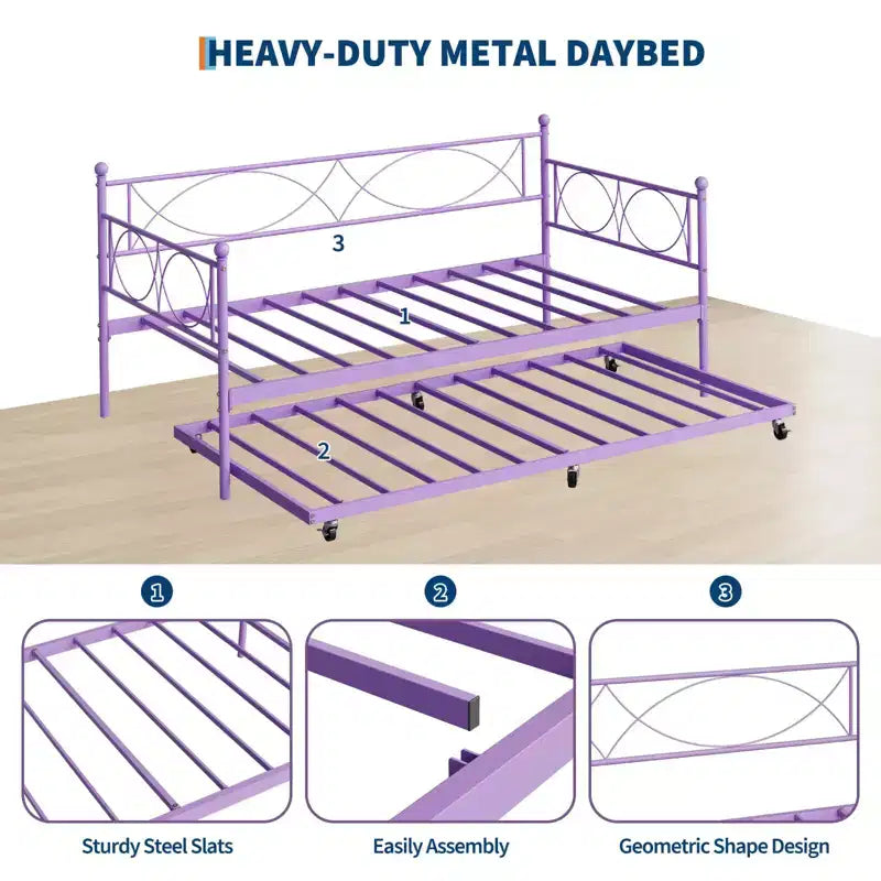 Set Divano Letto con Letto Estraibile - Divano Letto Singolo con Struttura in Metallo e Supporto a Doghe in Acciaio - Divano Letto Multifunzionale per Camera da Letto, Camera degli Ospiti