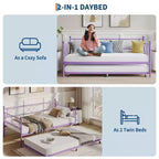 Set Divano Letto con Letto Estraibile - Divano Letto Singolo con Struttura in Metallo e Supporto a Doghe in Acciaio - Divano Letto Multifunzionale per Camera da Letto, Camera degli Ospiti