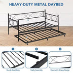 Set Divano Letto con Letto Estraibile - Divano Letto Singolo con Struttura in Metallo e Supporto a Doghe in Acciaio - Divano Letto Multifunzionale per Camera da Letto, Camera degli Ospiti