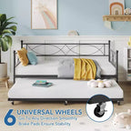 Set Divano Letto con Letto Estraibile - Divano Letto Singolo con Struttura in Metallo e Supporto a Doghe in Acciaio - Divano Letto Multifunzionale per Camera da Letto, Camera degli Ospiti