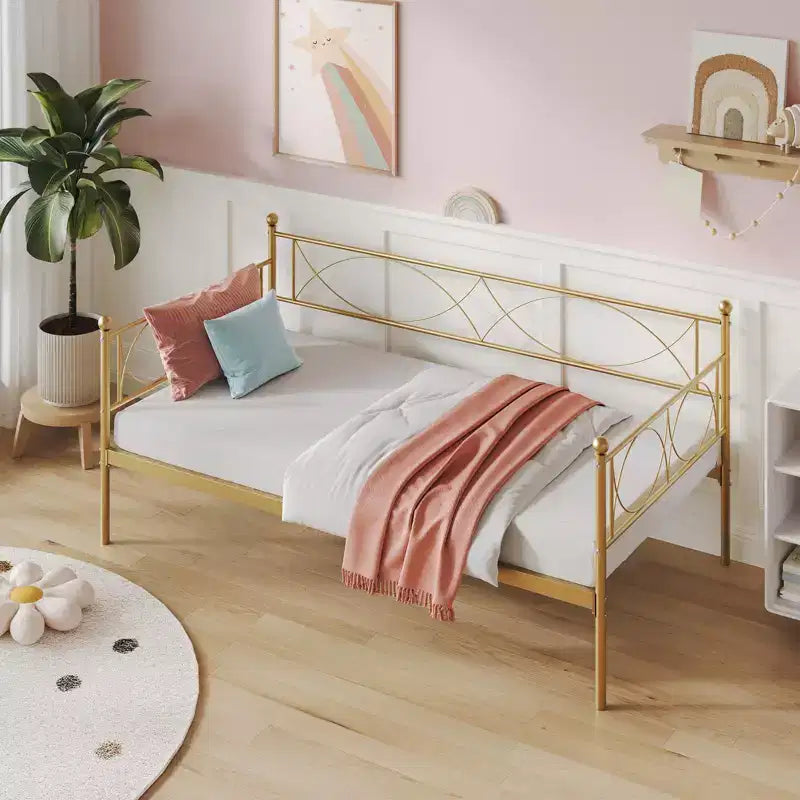 Set Divano Letto con Letto Estraibile - Divano Letto Singolo con Struttura in Metallo e Supporto a Doghe in Acciaio - Divano Letto Multifunzionale per Camera da Letto, Camera degli Ospiti