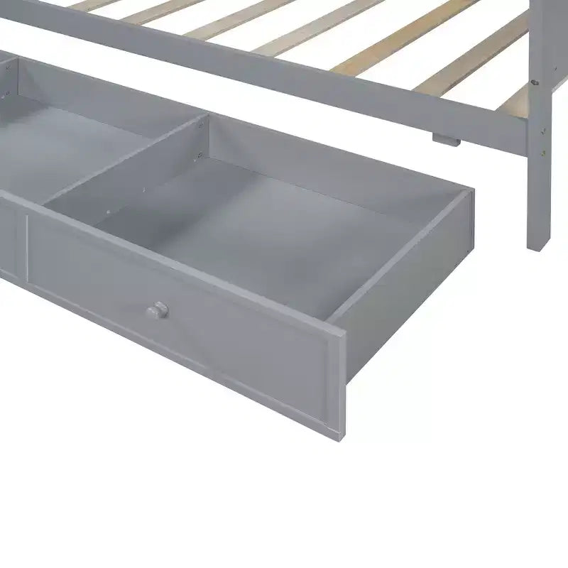 Letto a giorno matrimoniale/full size con 3 cassetti, porte USB e scrivania - ModernLuxe