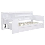 Letto a giorno matrimoniale/full size con 3 cassetti, porte USB e scrivania - ModernLuxe