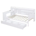 Letto a giorno matrimoniale/full size con 3 cassetti, porte USB e scrivania - ModernLuxe